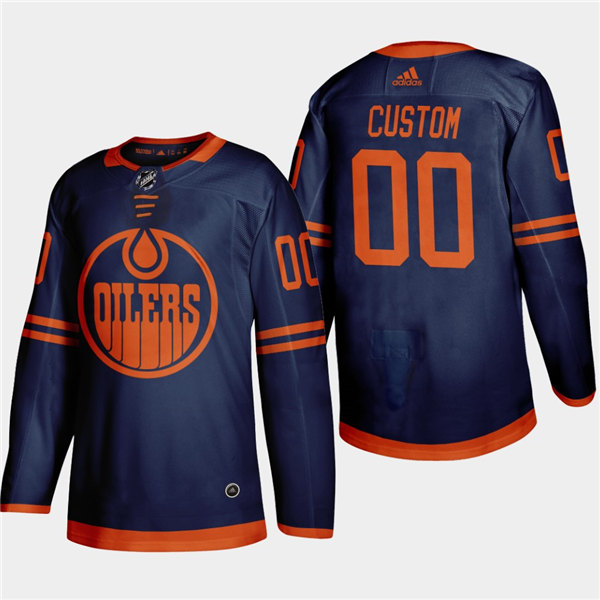 Men's Edmonton Oilers Custom adidas Navy Alternate Jersey